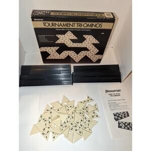Vintage Pressman Deluxe Tournament Tri-Ominos Game Crystalline  Brass Spinners